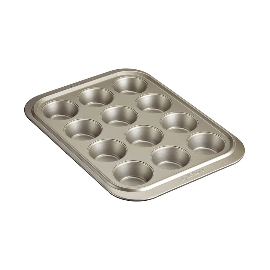 Anolon Ceramic Reinforced 12 Cup Muffin Pan Silver Silver