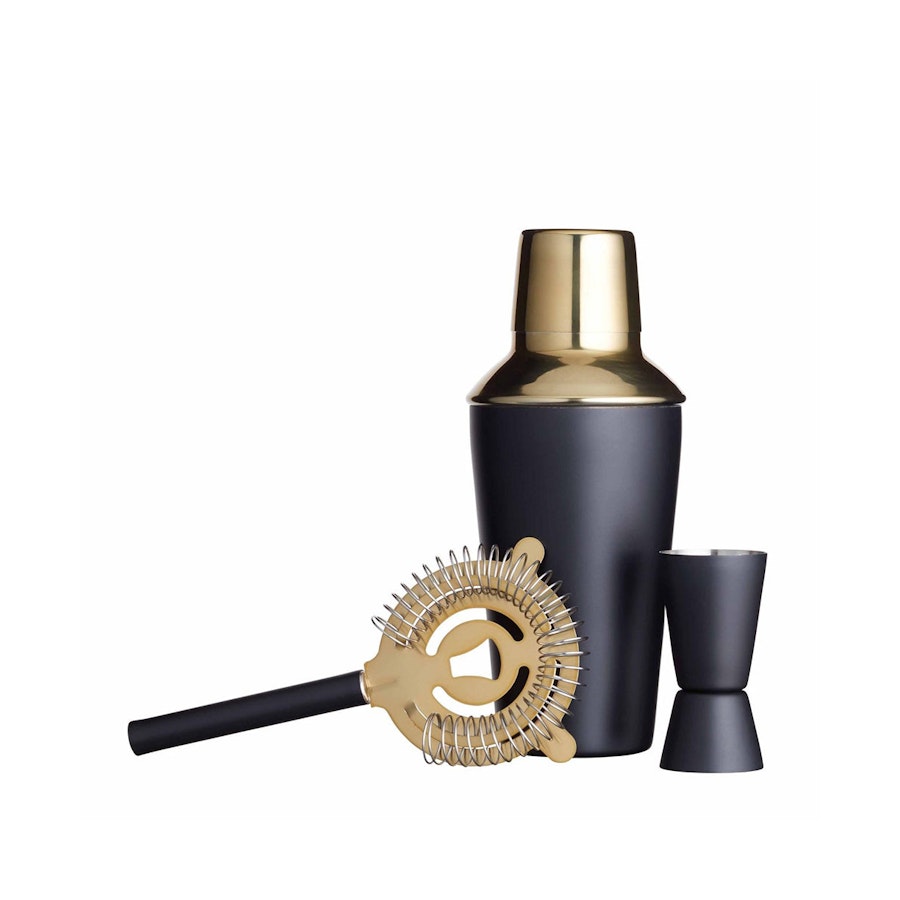Barcraft Cocktail 3 Piece Set Black Black