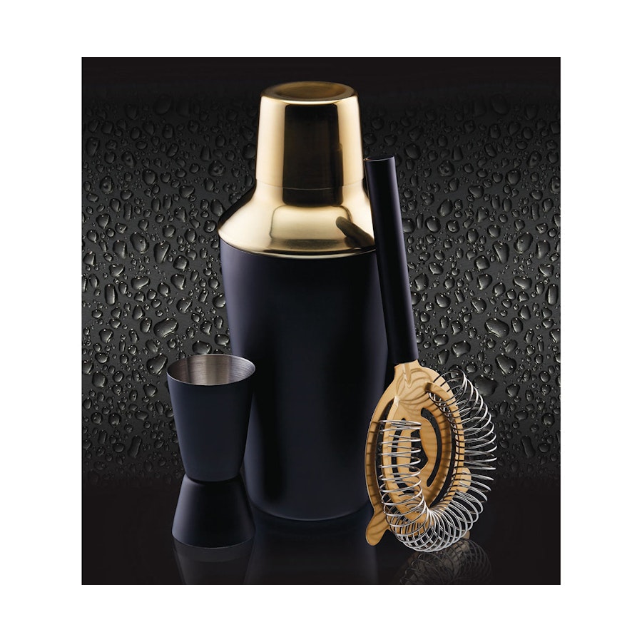 Barcraft Cocktail 3 Piece Set Black Black