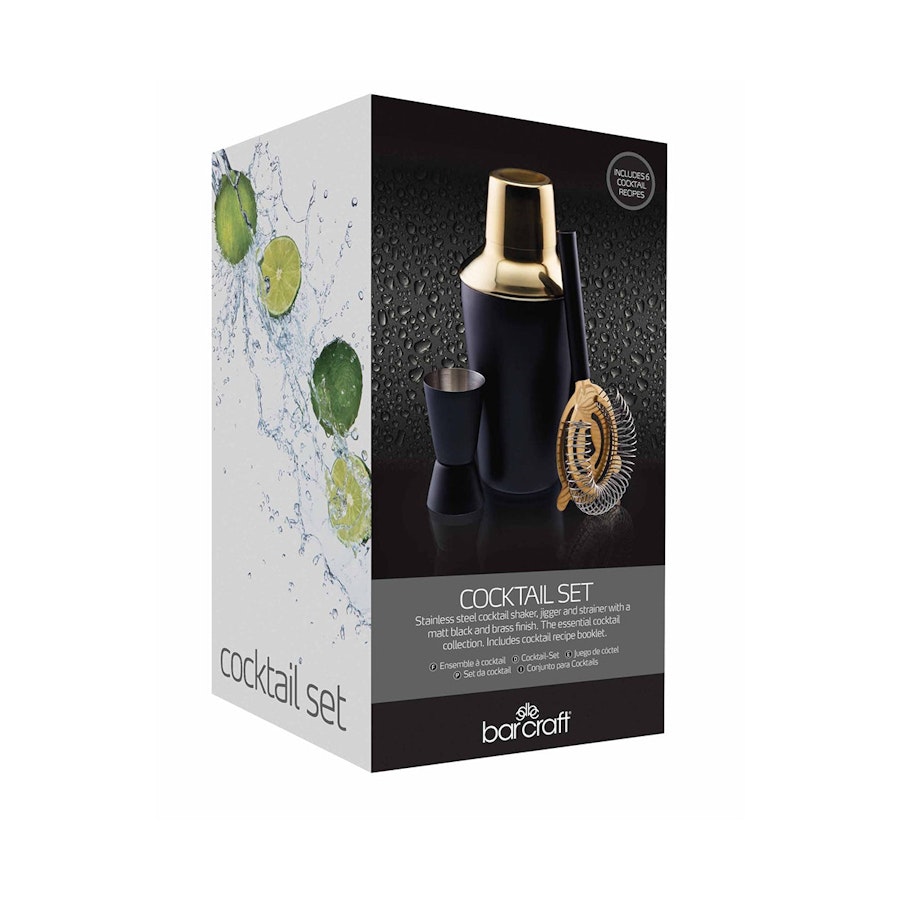 Barcraft Cocktail 3 Piece Set Black Black