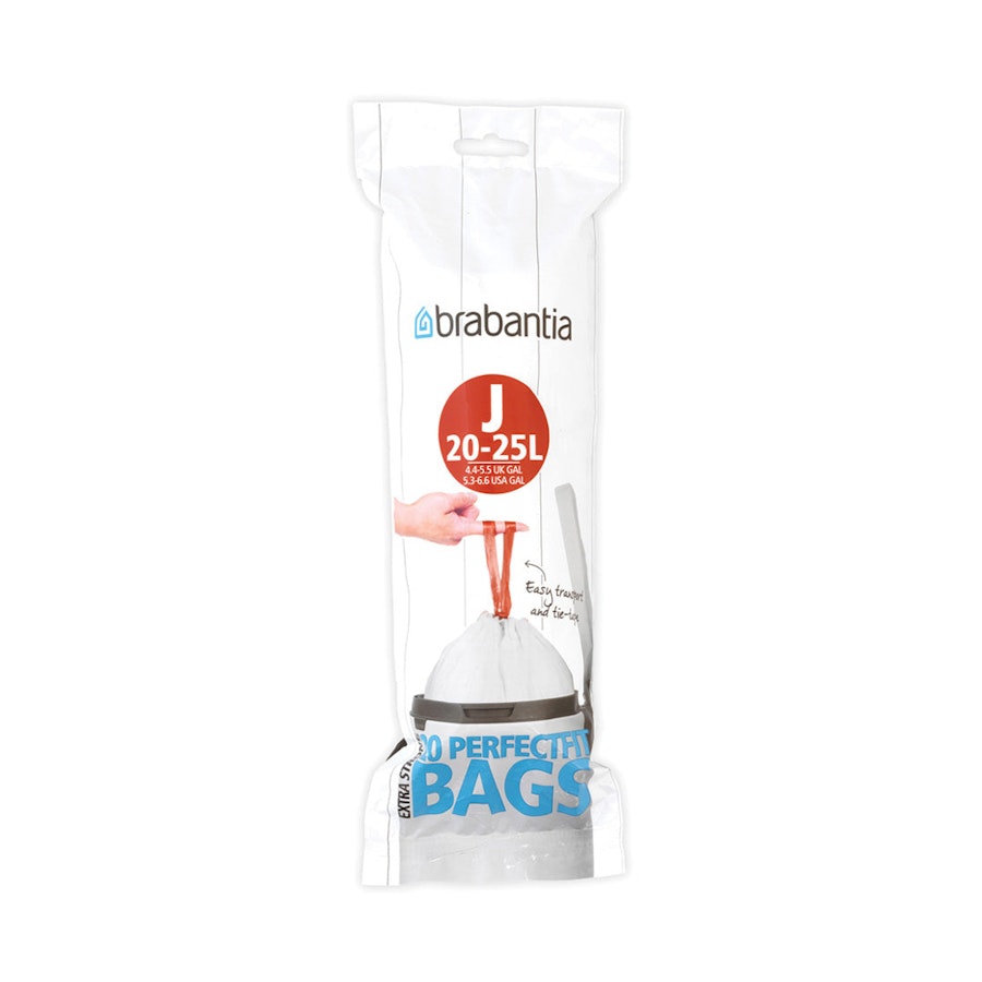 Brabantia PerfectFit Bags Code J (23L) Pack of 20 White White