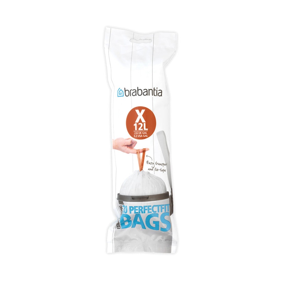 Brabantia PerfectFit Bags Code X (10-12L) Pack of 20 White White