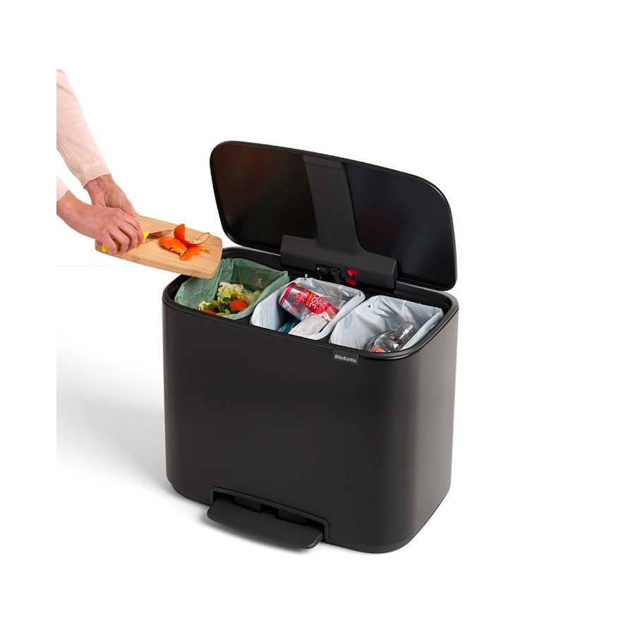 Brabantia Bo Pedal Bin (3 x 11L) Matte Black Matte Black