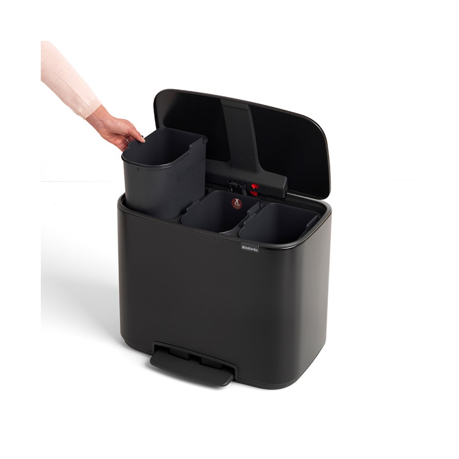 Brabantia Bo Pedal Bin (3 x 11L) Matte Black Matte Black