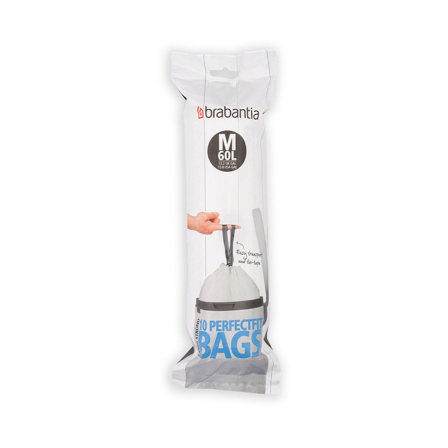 Brabantia PerfectFit Bags Code M (60L) Pack of 10 White White