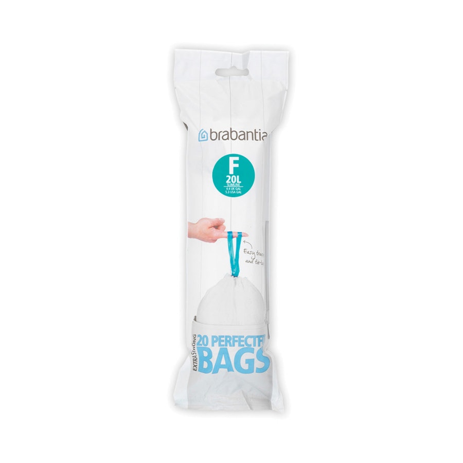 Brabantia PerfectFit Bags Code F (20L) Slimline Pack of 20 White White