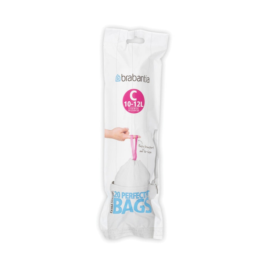 Brabantia PerfectFit Bags Code C (10-12L) Pack of 20 White White