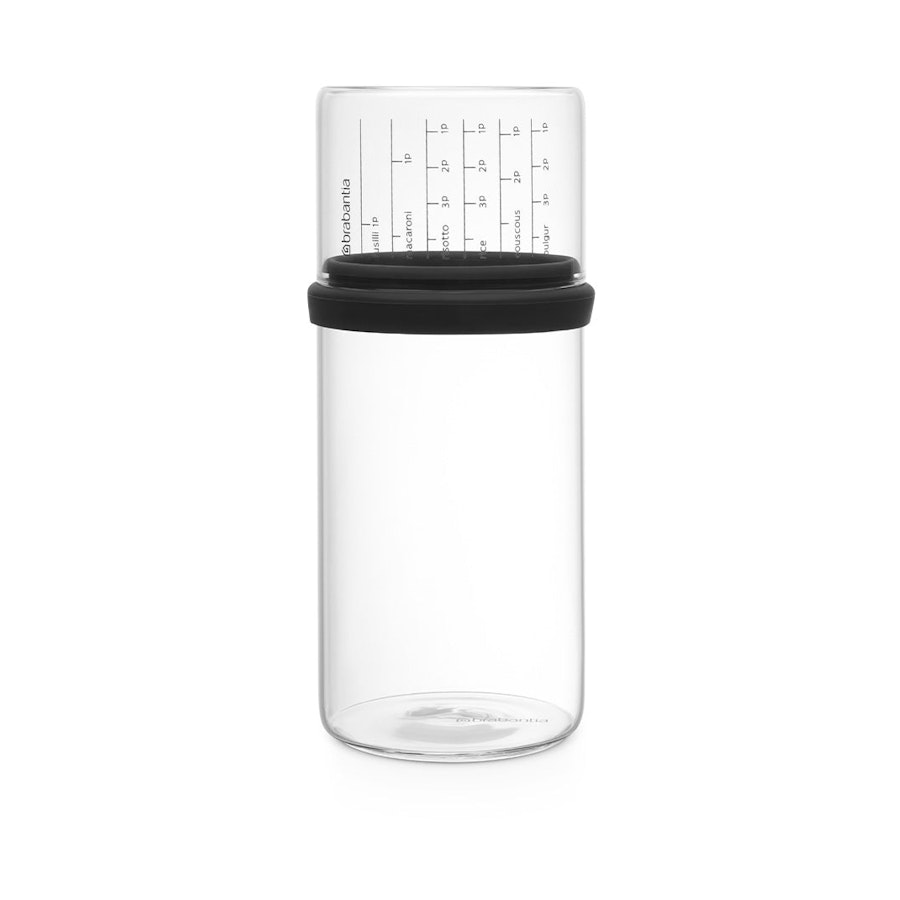 Brabantia Glass Storage Jar with Measuring Cup (1.0L) Dark Grey Dark Grey