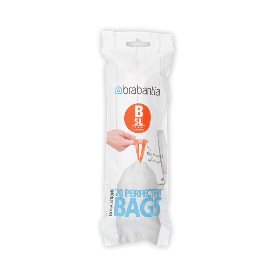 Brabantia PerfectFit Bags Code B (5L) Pack of 20 White White