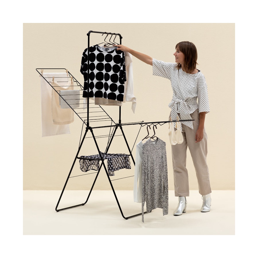 Brabantia Hangon 25m Drying Rack with Rod Matte Black Matte Black