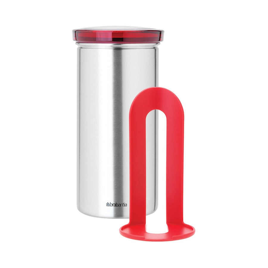 Brabantia Coffee Pod Canister Matte Steel (Red Lid) Matte Steel (Red Lid)
