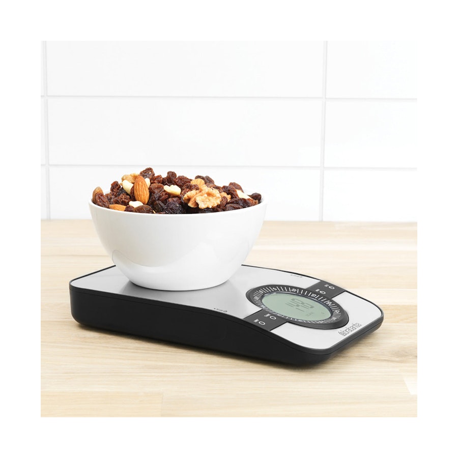 Brabantia Profile Rectangular Digital Kitchen Scales with Timer Matte Steel Matte Steel