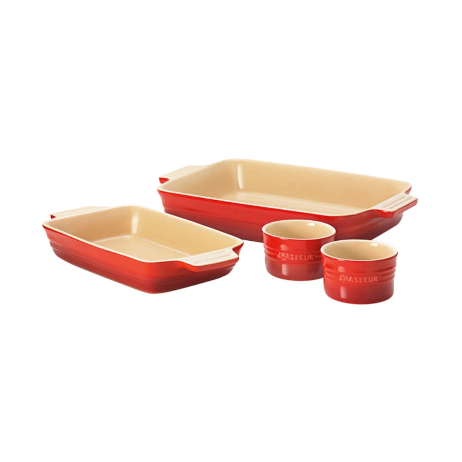 Chasseur La Cuisson 4 Piece Baking Set Red Red