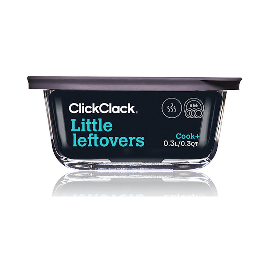 ClickClack Cook+ Square 0.3L Heatproof Glass Container Grey Grey