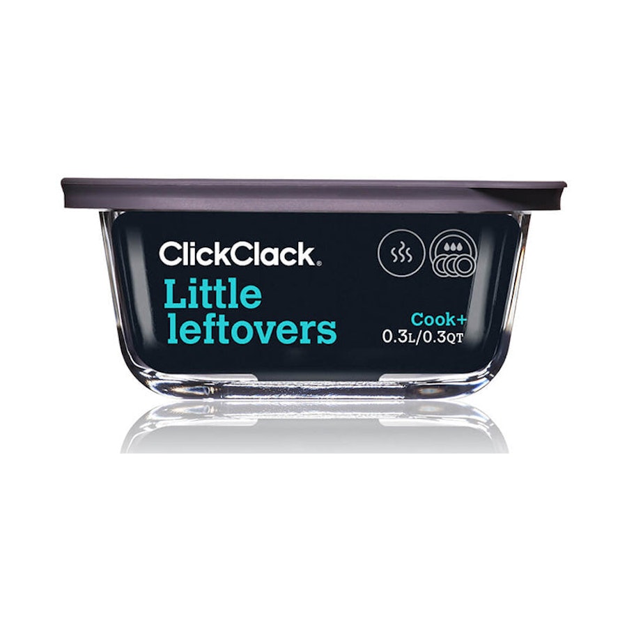 ClickClack Cook+ Square 0.5L Heatproof Glass Container Grey Grey