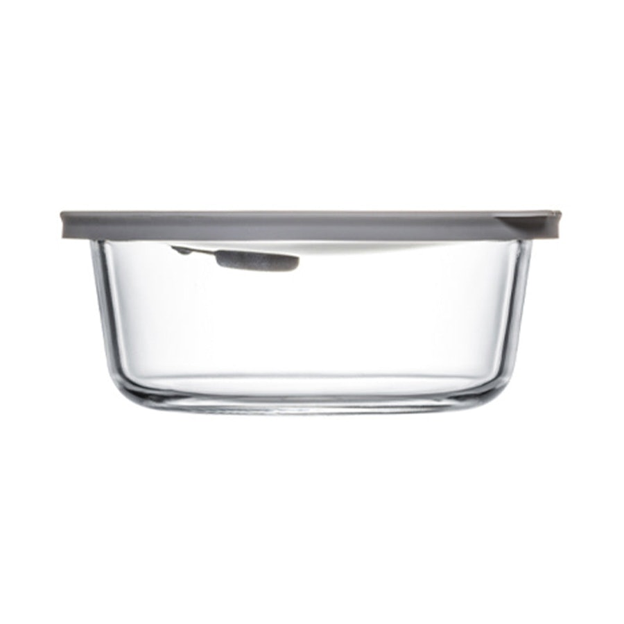 ClickClack Cook+ Round 0.6L Heatproof Glass Container Grey Grey