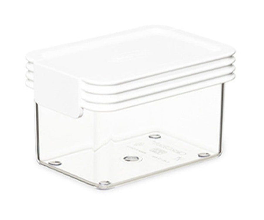 ClickClack Basics Rectangle 0.4L Pantry Storage Container Set of 4 White White