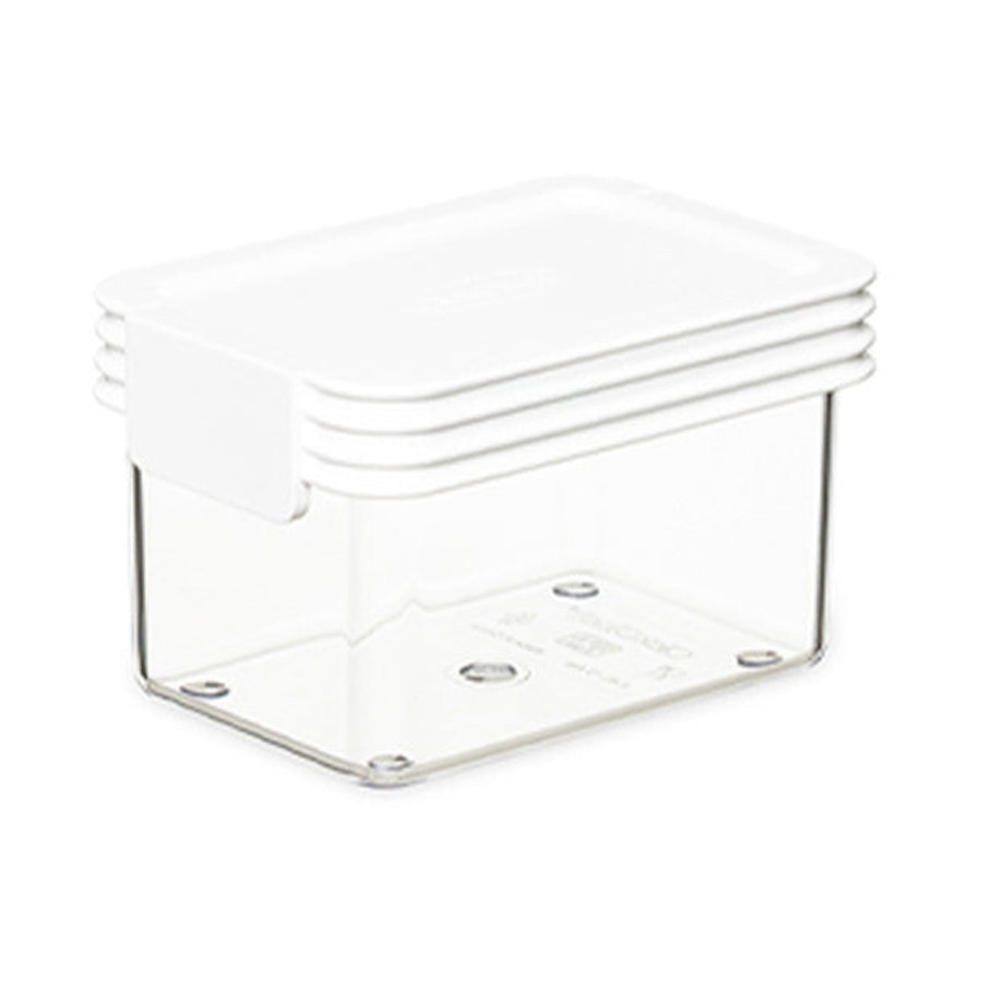 ClickClack Basics Rectangle 0.4L Pantry Storage Container Set of 4 White White