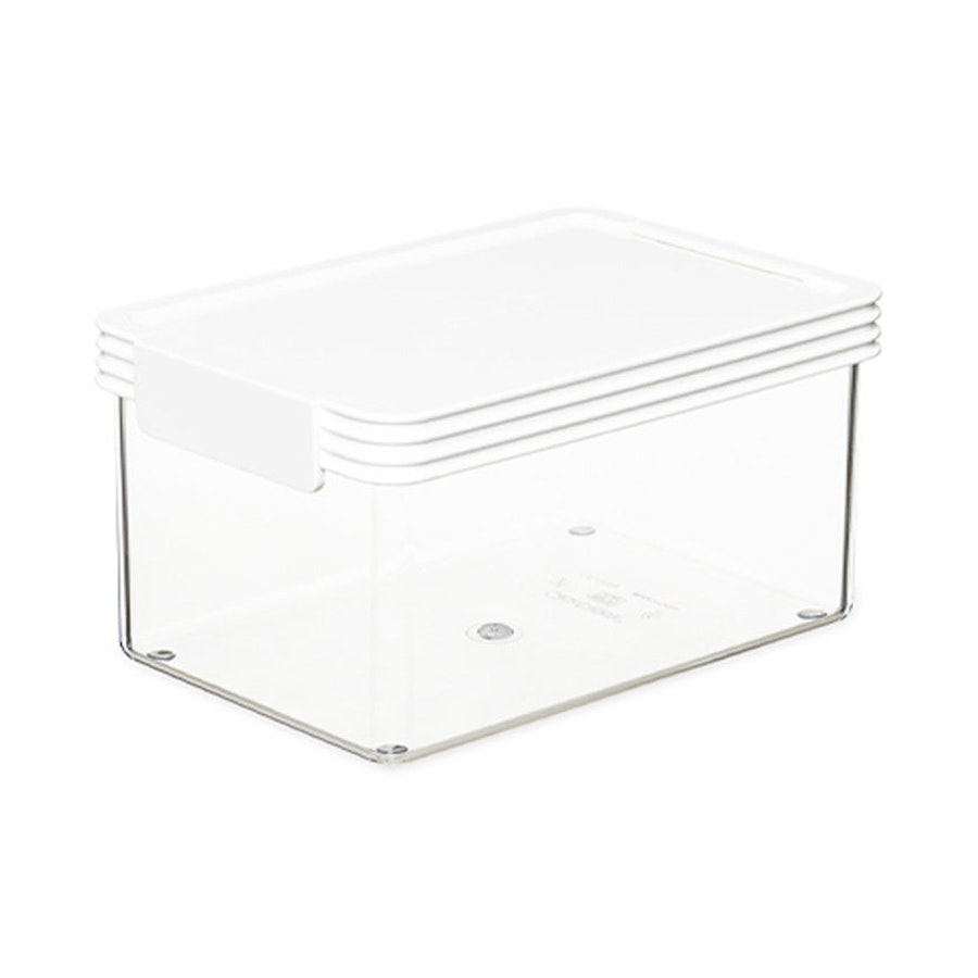 ClickClack Basics Rectangle 1.9L Pantry Storage Container Set of 4 White White