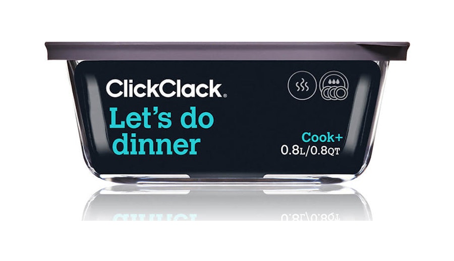 ClickClack Cook+ Square 0.8L Heatproof Glass Container Set of 4 Grey Grey