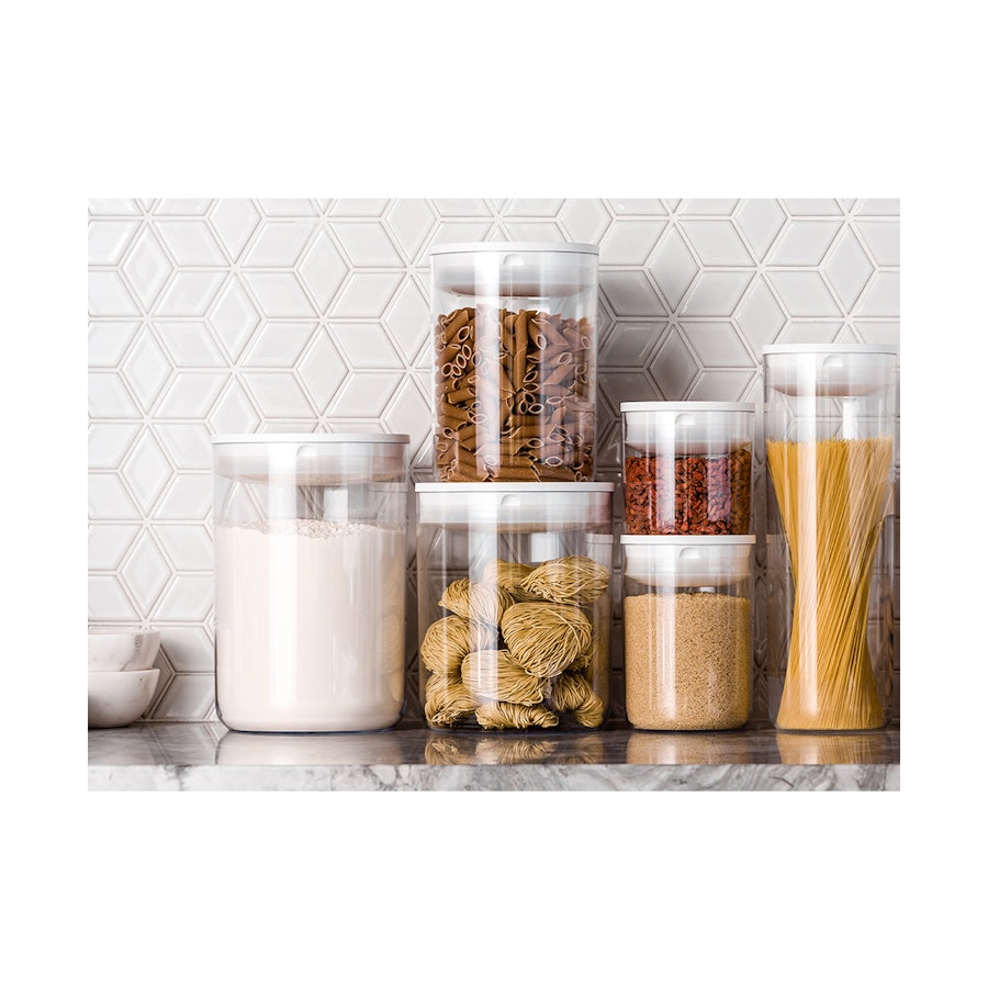 ClickClack Pantry Round 1.0L Storage Container Set of 4 White White