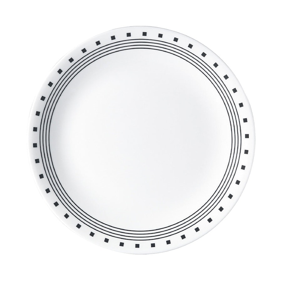 Corelle City Block 26cm Dinner Plate (Set of 6) Black/White Black/White
