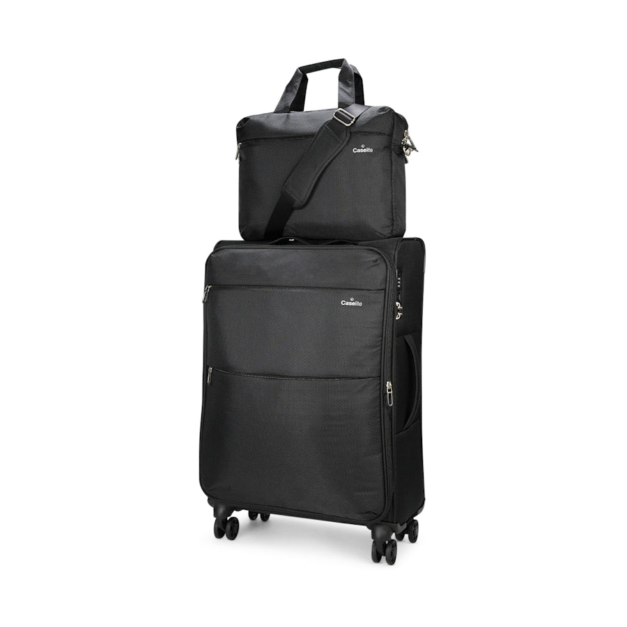 Caselite Ultra 69cm Softside Checked Suitcase & Laptop Bag Set Black Black