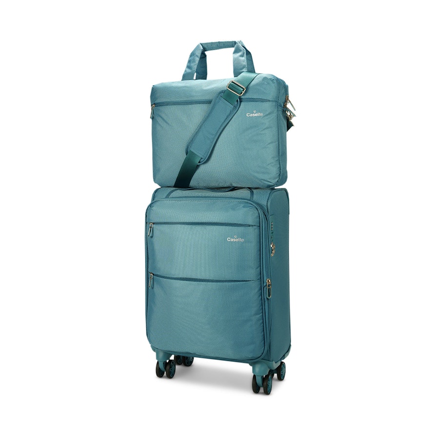 Caselite Ultra 55cm Softside Carry-On Suitcase & Laptop Bag Set Teal Teal