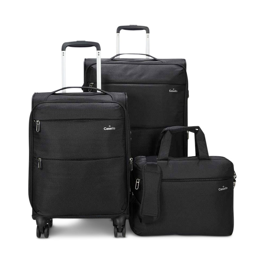 Caselite Ultra 55cm & 69cm Softside Luggage Set with Laptop Bag Black Black