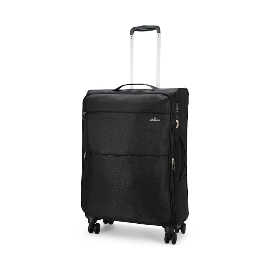 Caselite Ultra 69cm Softside Checked Suitcase Black Black