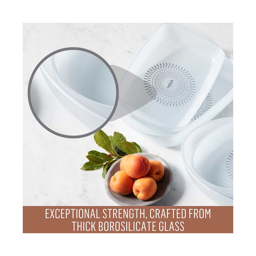 Essteele Glass Ceramic Nonstick 1.9L Medium Oval Dish White White