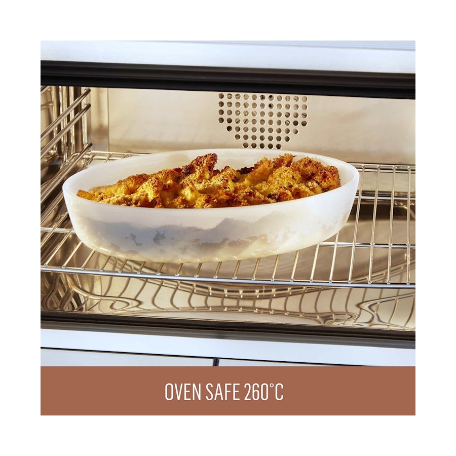 Essteele Glass Ceramic Nonstick 1.9L Medium Oval Dish White White