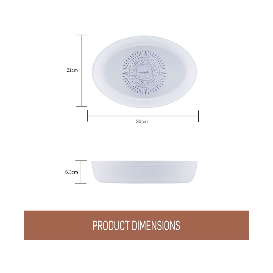 Essteele Glass Ceramic Nonstick 1.9L Medium Oval Dish White White
