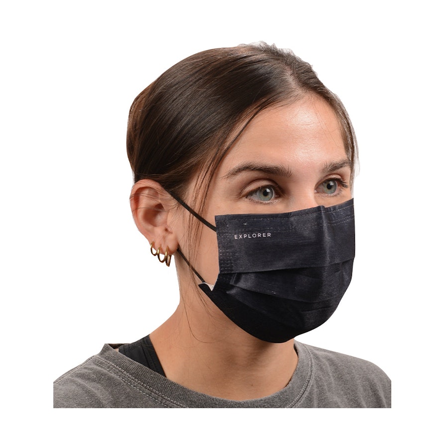 Explorer Disposable Face Mask - Set of 100 Black Black