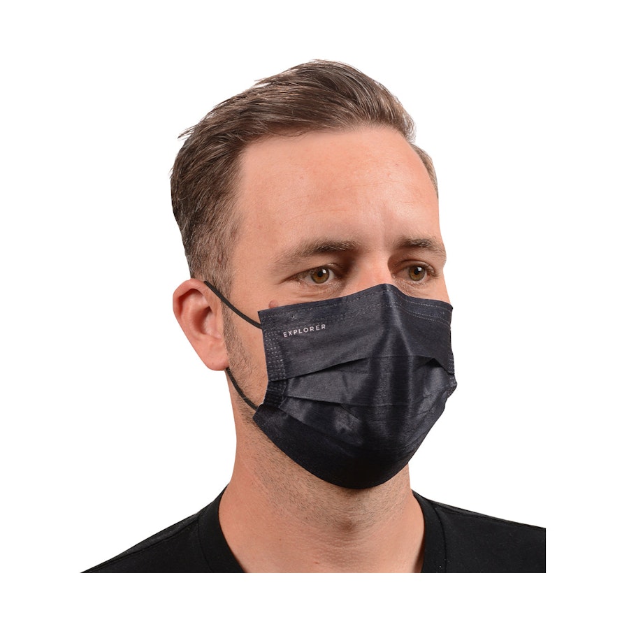 Explorer Disposable Face Mask - Set of 100 Black Black