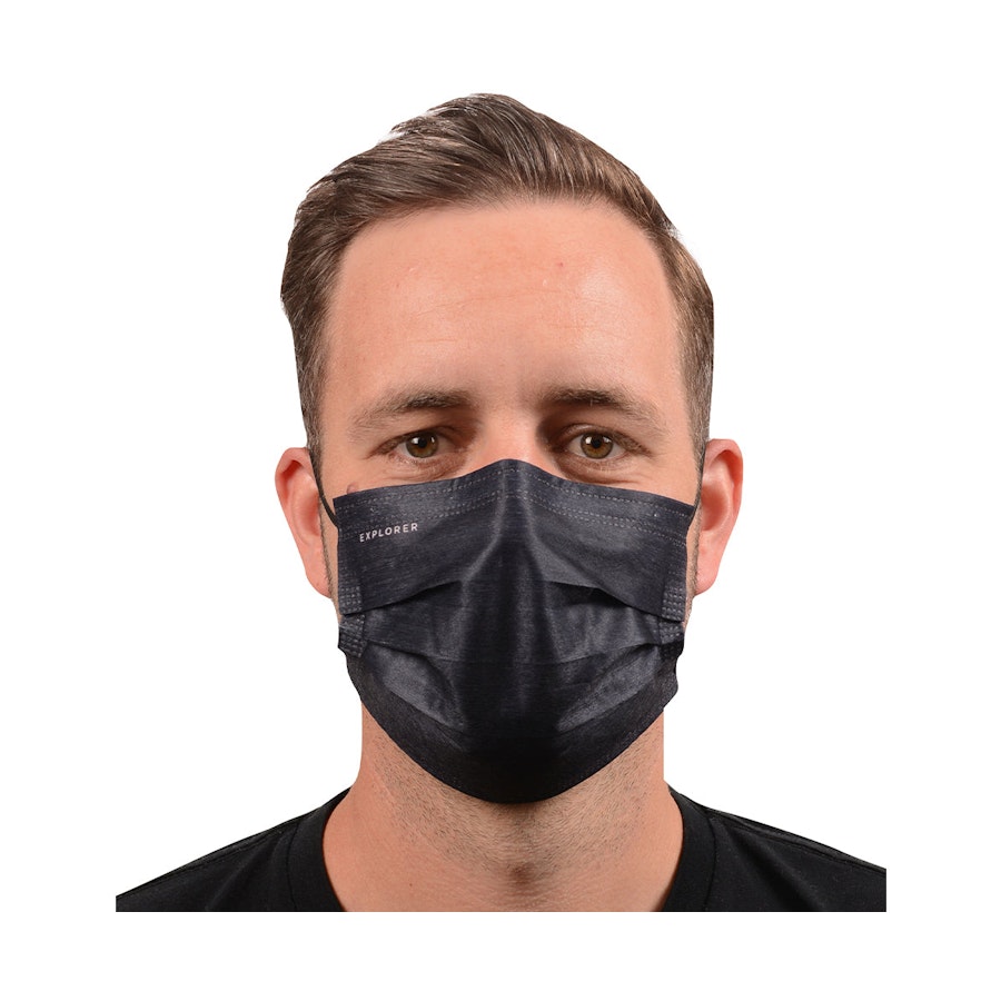 Explorer Disposable Face Mask - Set of 100 Black Black