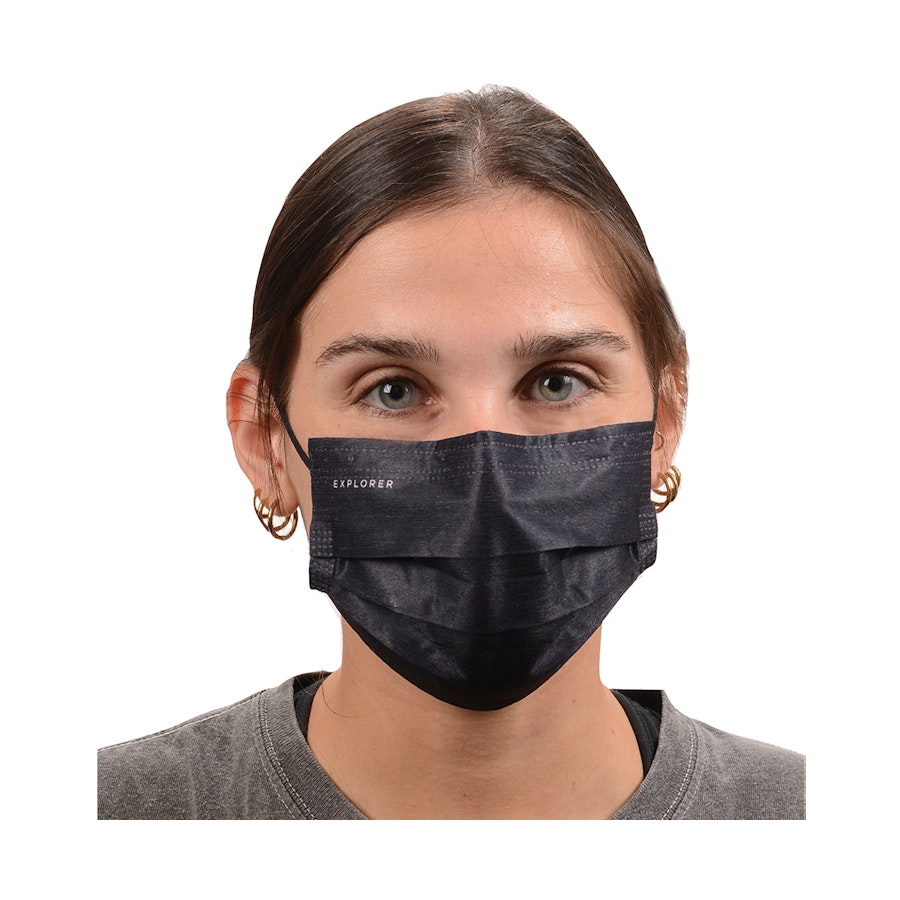 Explorer Disposable Face Mask - Set of 100 Black Black