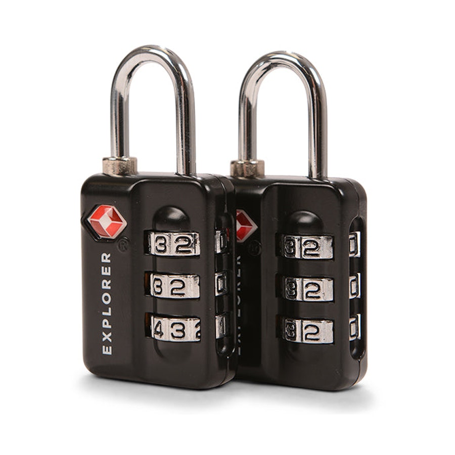 Explorer TSA 3-Dial Combination Lock - 2 Pack Black Black