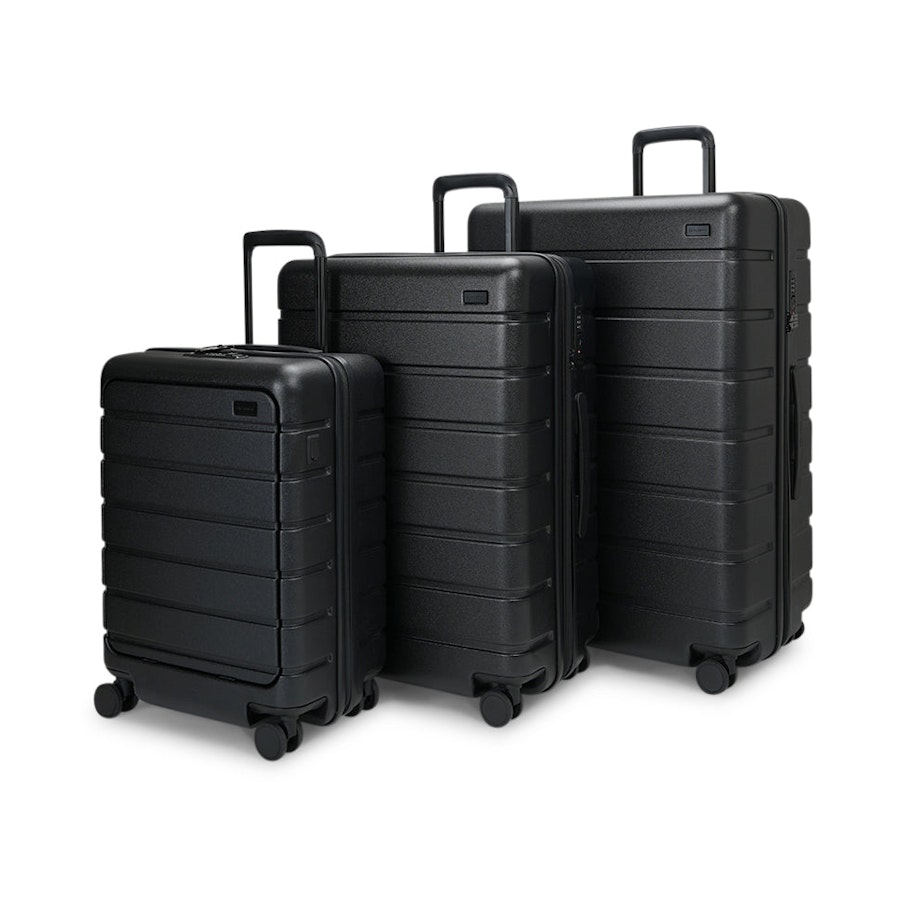 Explorer Arlo Pro 52cm Front Access, 65cm & 75cm Hardside Luggage Set Black Black