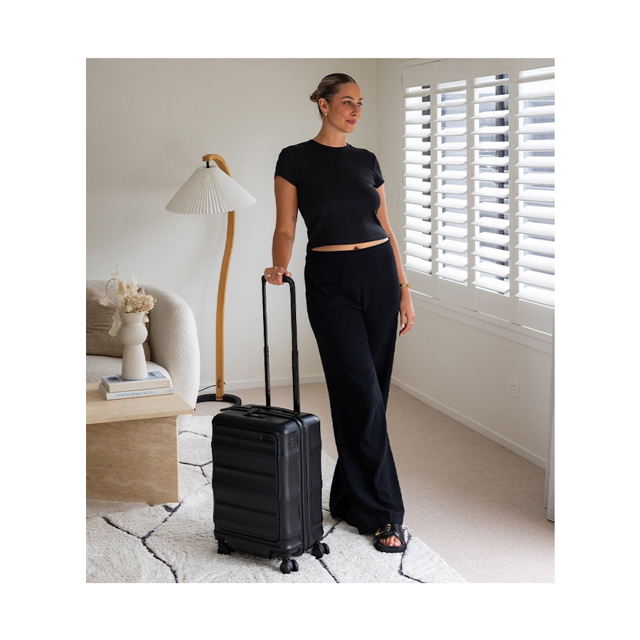 Explorer Luna-Air 55cm Front Access Hardside Carry-On Suitcase Black Black
