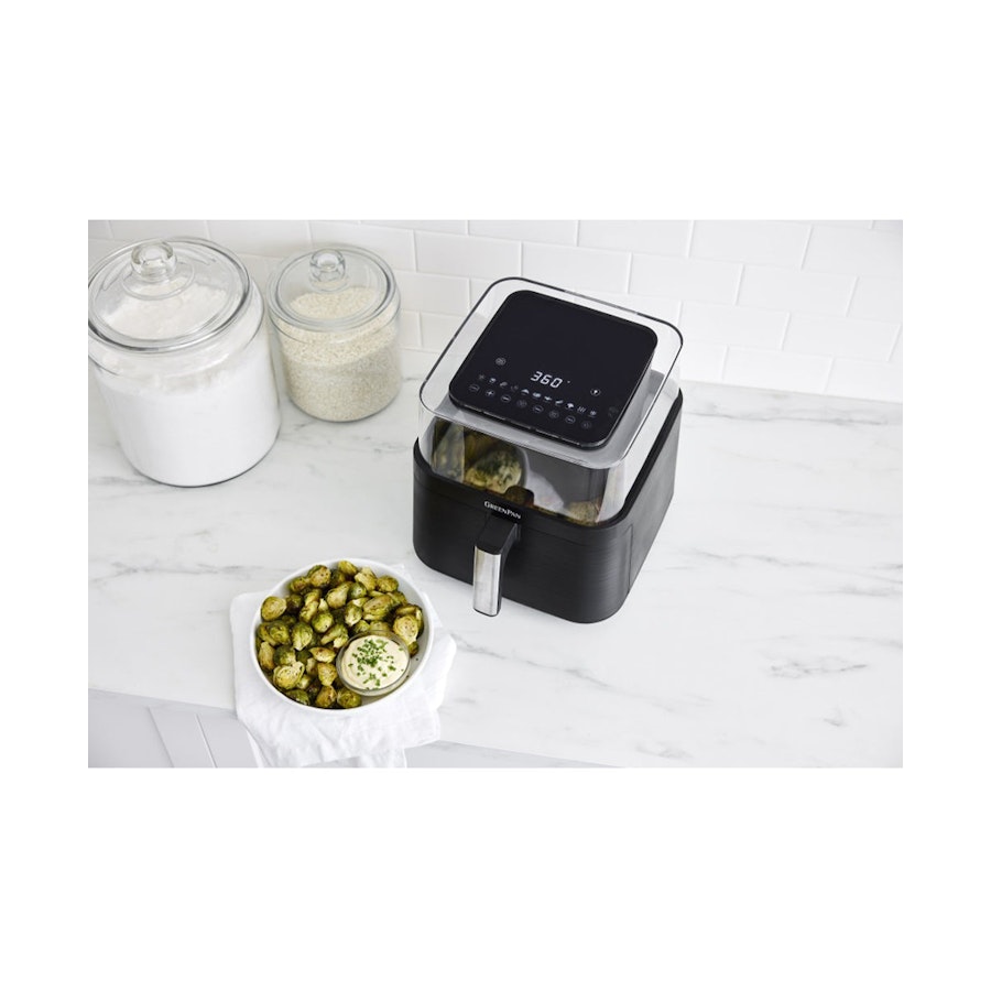 GreenPan Bistro Air Fryer with See-Thru Lid 6.6L Black Black