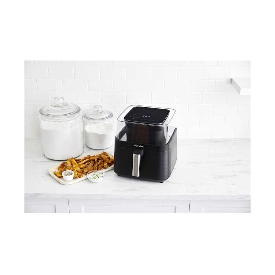 GreenPan Bistro Air Fryer with See-Thru Lid 6.6L Black Black