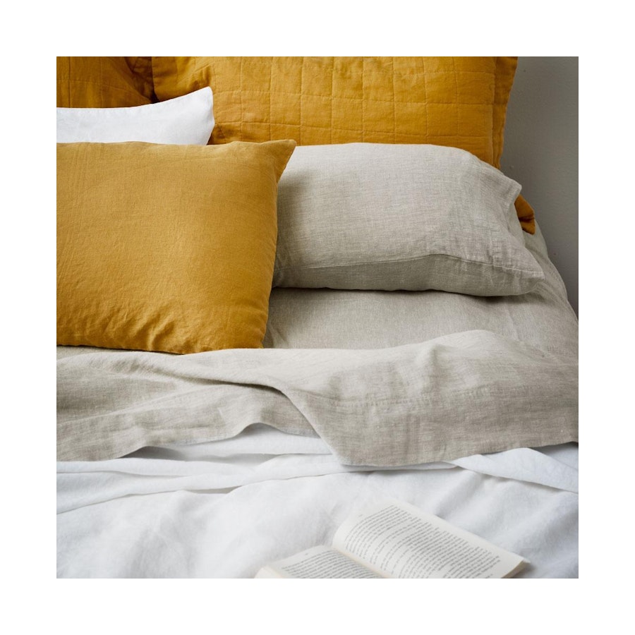 George Street Linen 100% Belgian Linen Duvet Cover Set Super King Honey Honey