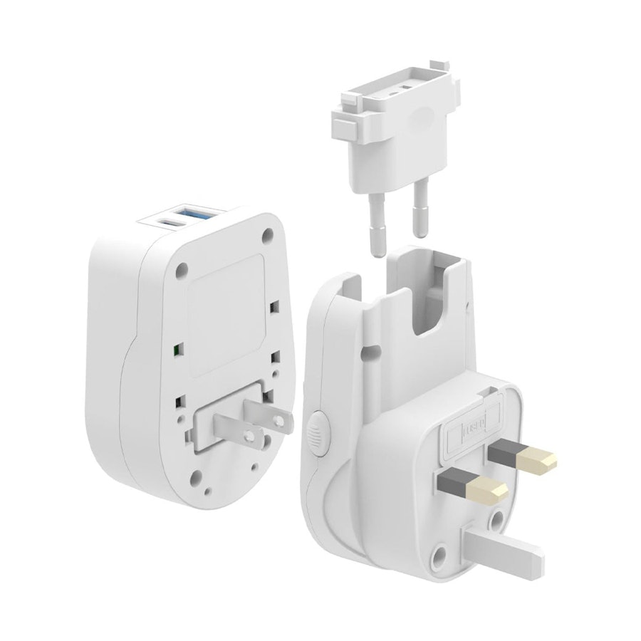 Jackson Outbound World USB-C, USB-A Travel Adaptor White White