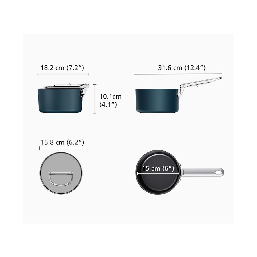 Joseph Joseph Space 15cm Non-Stick Saucepan & Lid Midnight Blue Midnight Blue