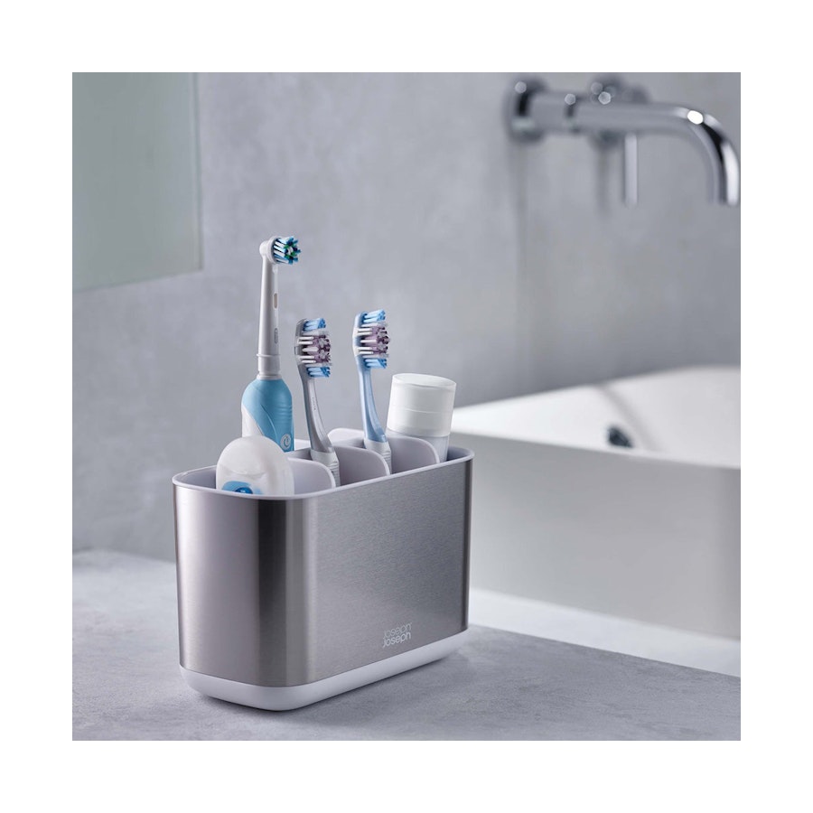 Joseph Joseph EasyStore Large Steel Toothbrush Caddy Silver Silver