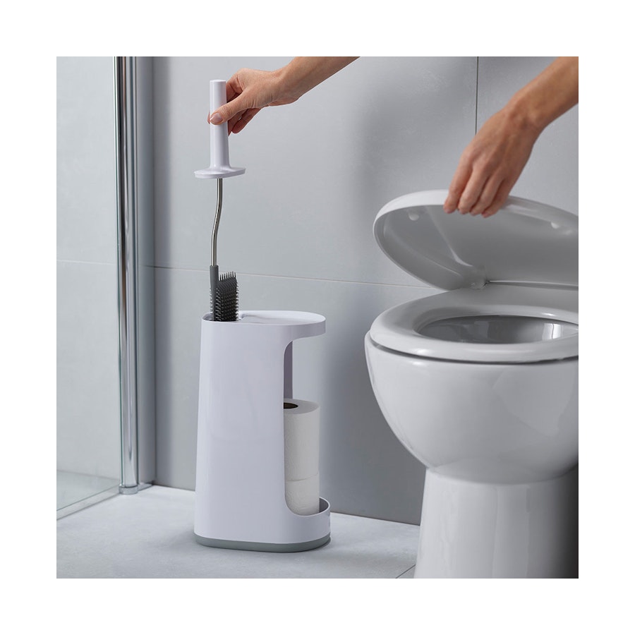 Joseph Joseph Flex Store Toilet Brush with XL Storage Caddy White White