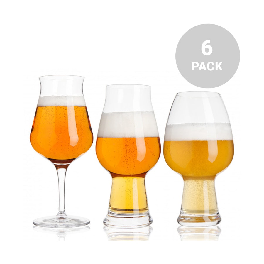 Luigi Bormioli Birrateque Craft Beer Tasting Kit Gift Set of 6 Clear Clear