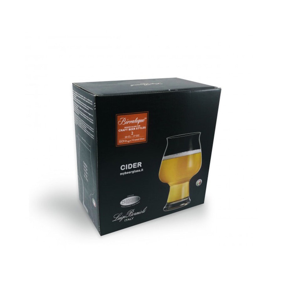 Luigi Bormioli Birrateque 500ml Cider Glass Gift Set of 2 Clear Clear