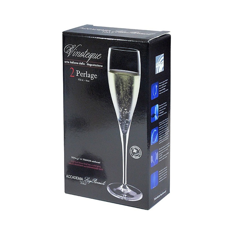 Luigi Bormioli Vinoteque 175ml Champagne Flute Gift Set of 2 Clear Clear